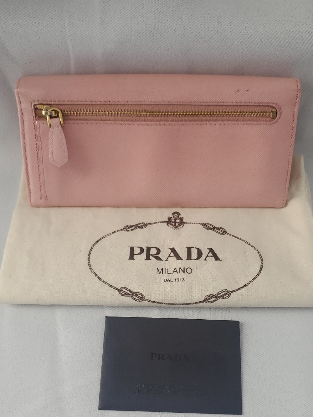 Prada Pink Saffiano Leather Wallet with Bow Detail - Picture 3 of 15